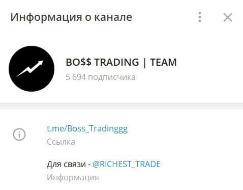 Информация о канале Boss Trading