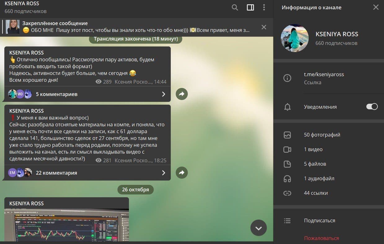 Телеграм-канал трейдера Kseniya Ross