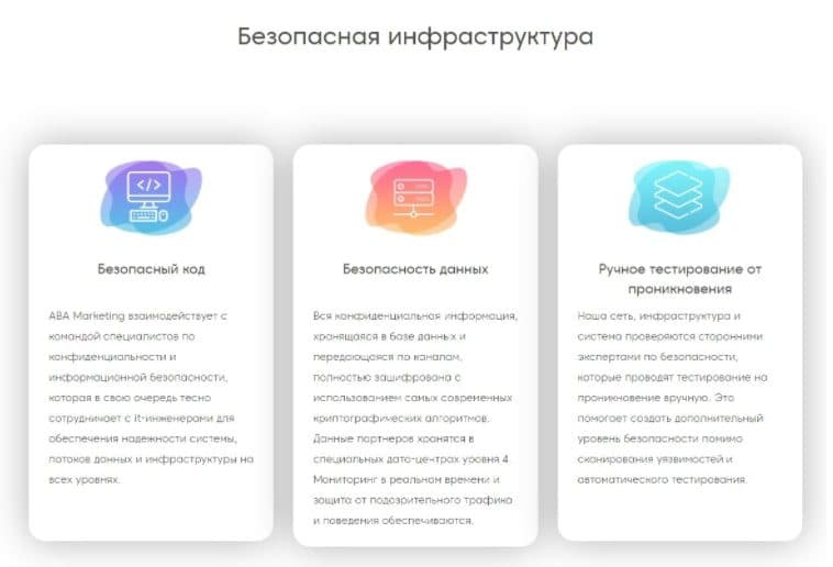 Безопастная инфраструктура Aba Marketing