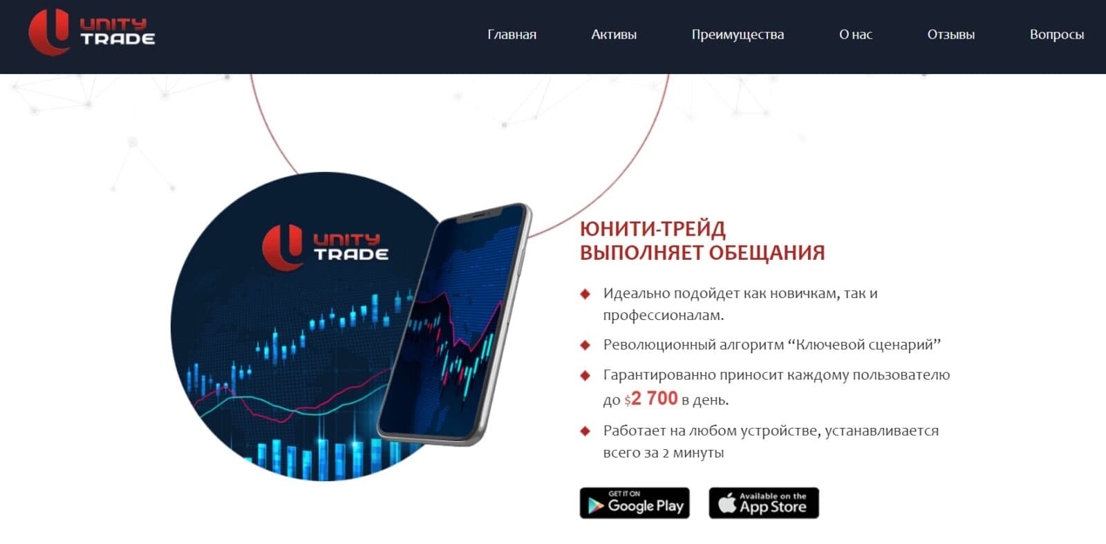 Сайт компании Юнити Трейд лтд