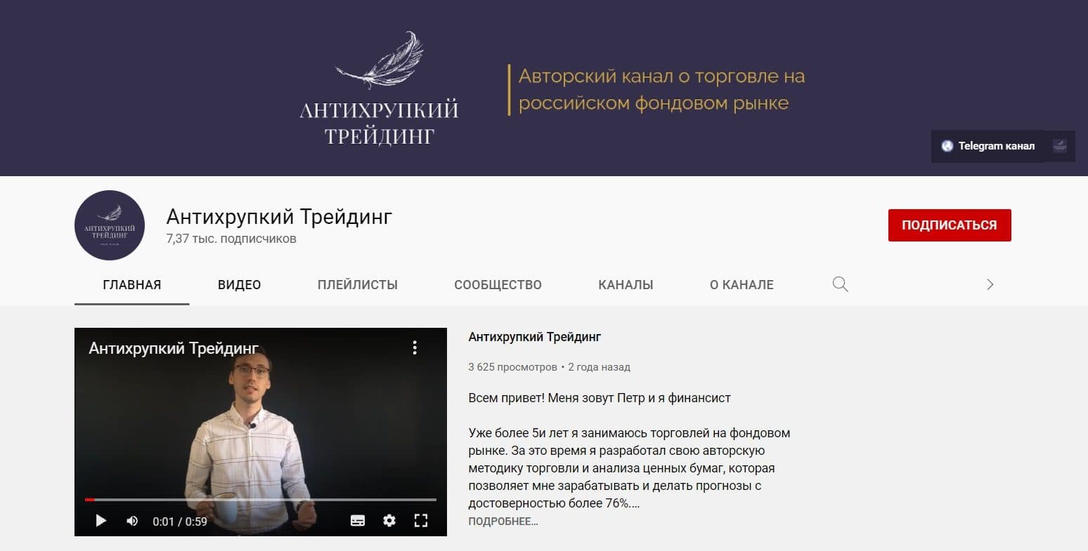 Ютуб канал Антихрупкий трейдинг