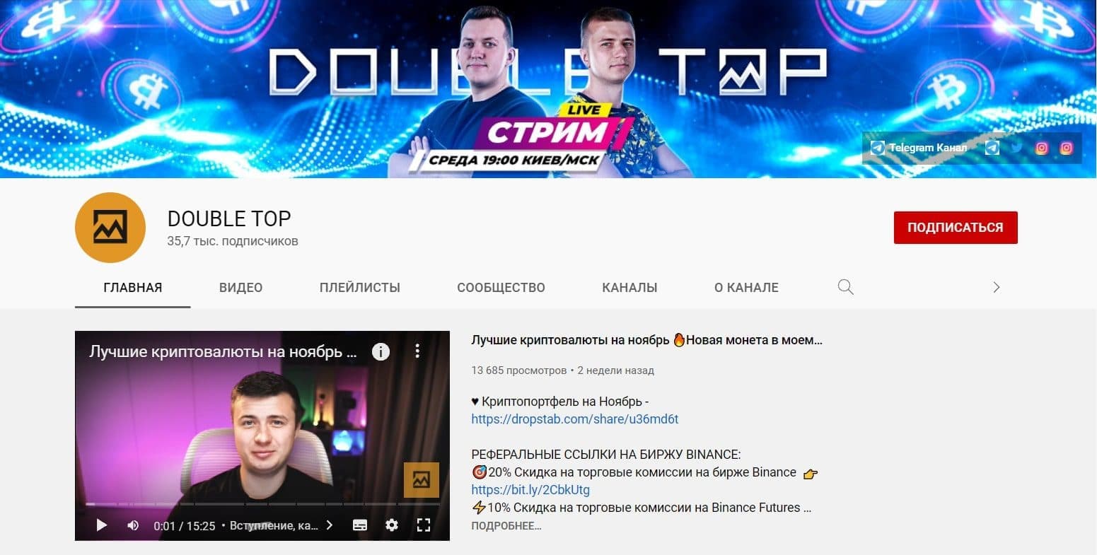 Ютуб канал Double Top Traders