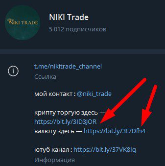 NikiTrade телеграм реферальные ссылки