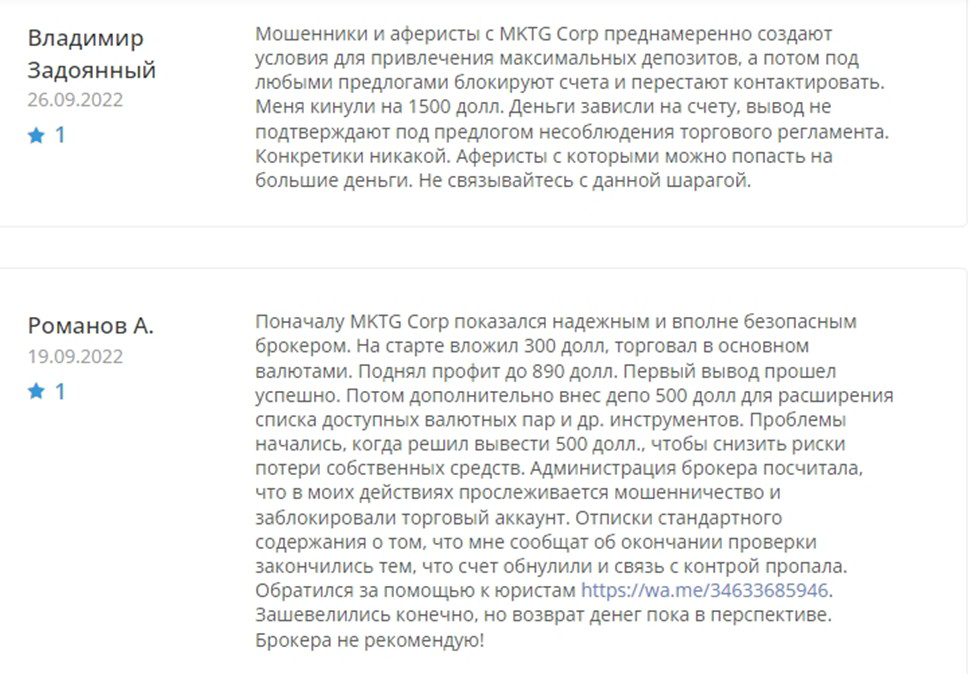 MKTG Corp отзывы