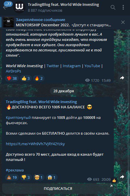 World Wide Investing телеграм