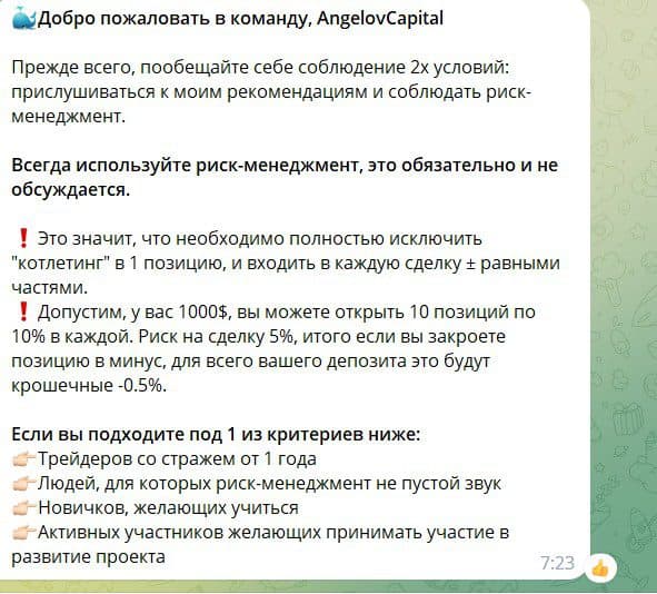 AngelovCrypto телеграм проект