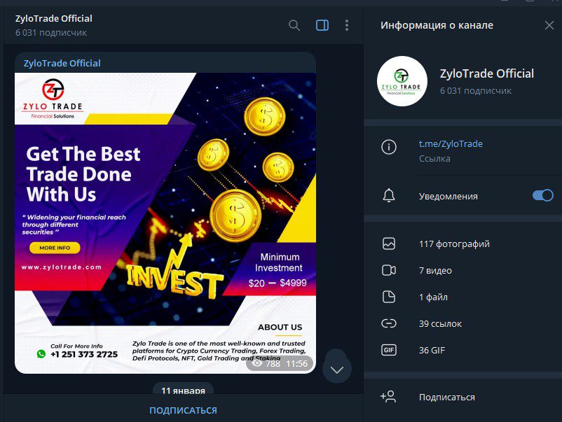 Zylo Trade телеграм