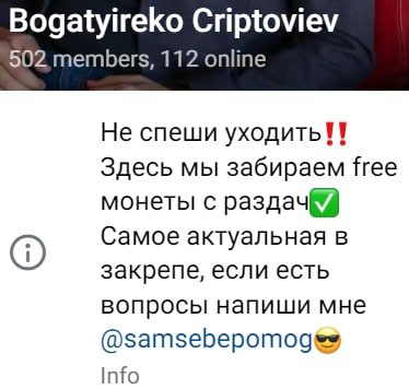 Bogatyireko Criptoviev телеграмм