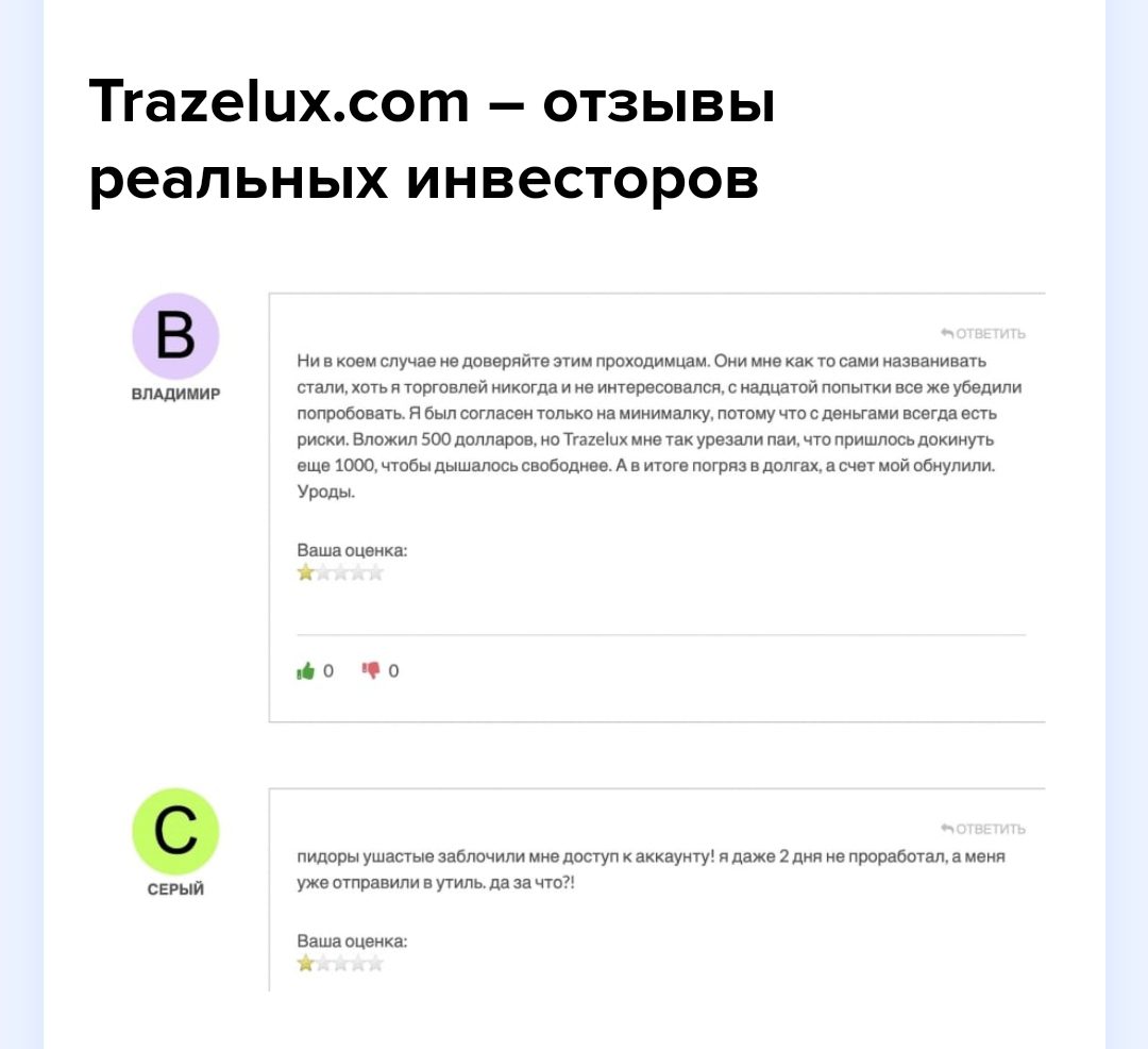 Trazelux отзывы