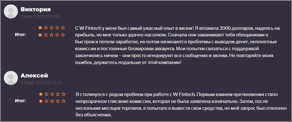 W Fintech Products отзыв