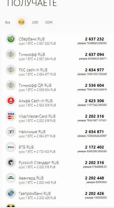 Направления обмена на КриптоМакс