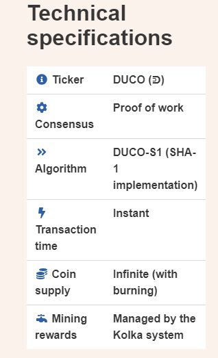 Техническая информация о Duinocoin