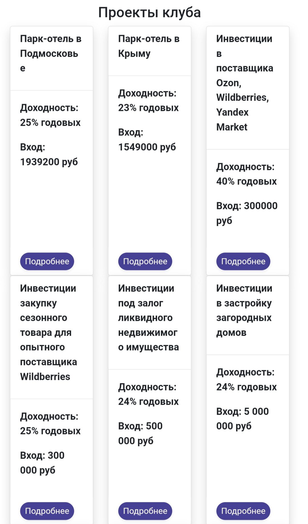 Проекты MIB Invest