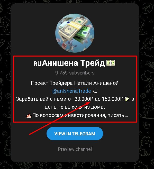 Телеграм-канал Анишена трейд