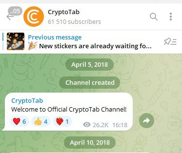 Приветствие в телеграм-канале Крипто Тап