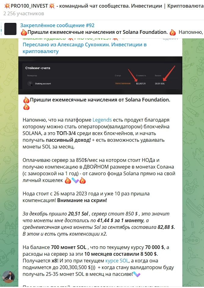 PRO 100 Invest телеграм пост