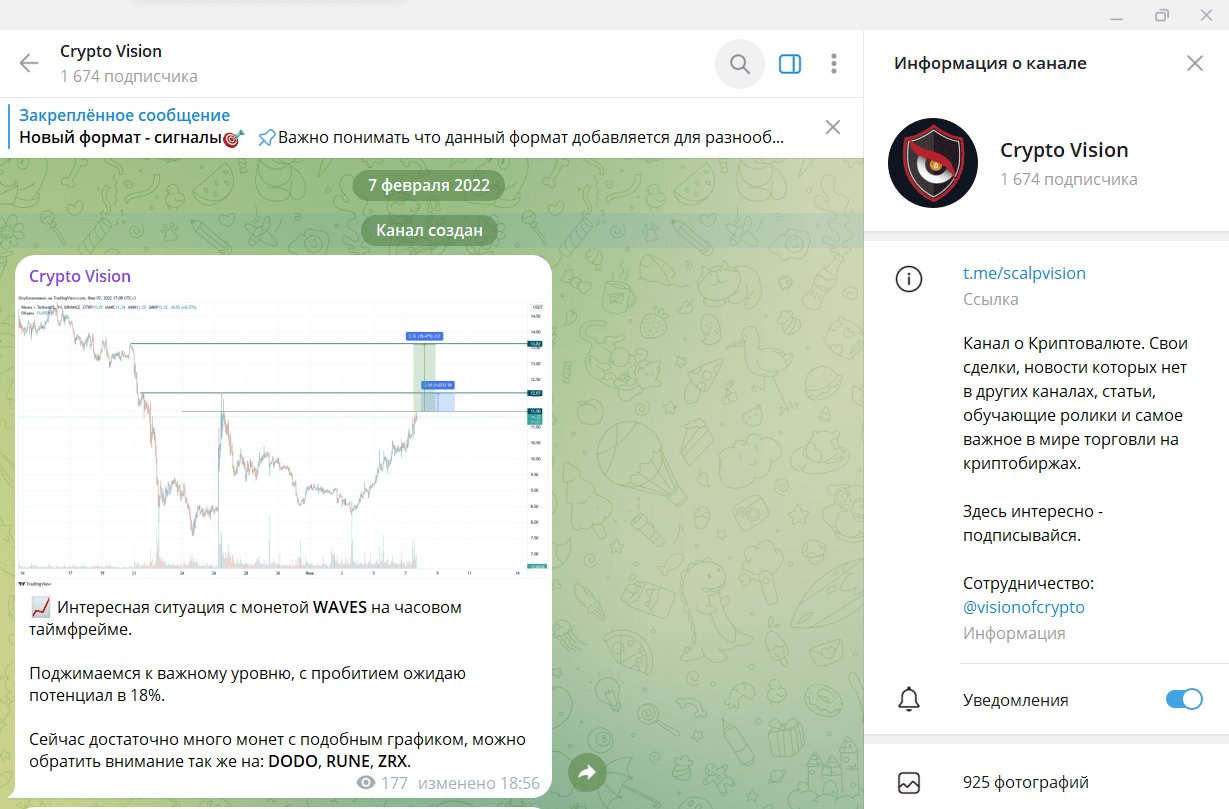 Канал в Telegram Crypto Vision